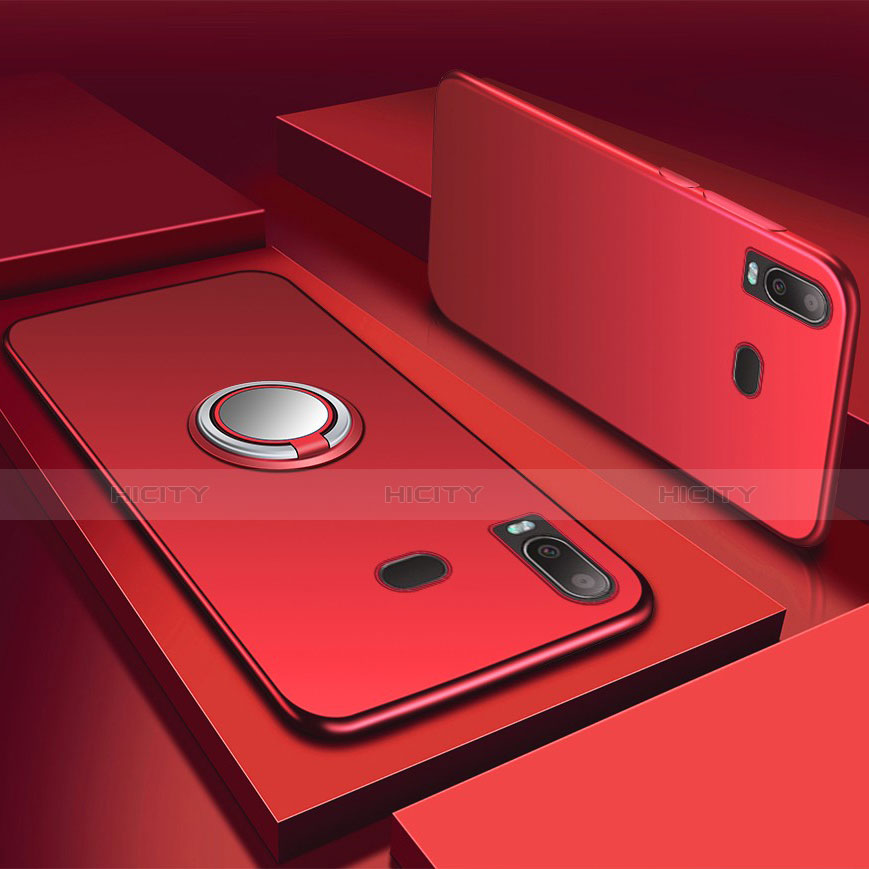 Silikon Hülle Handyhülle Ultra Dünn Schutzhülle Tasche Silikon mit Magnetisch Fingerring Ständer für Samsung Galaxy A6s Rot