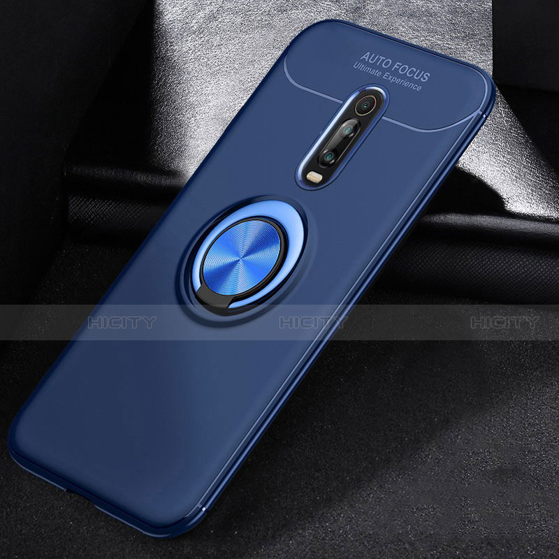 Silikon Hülle Handyhülle Ultra Dünn Schutzhülle Tasche Silikon mit Magnetisch Fingerring Ständer für Xiaomi Redmi K20 Pro Blau