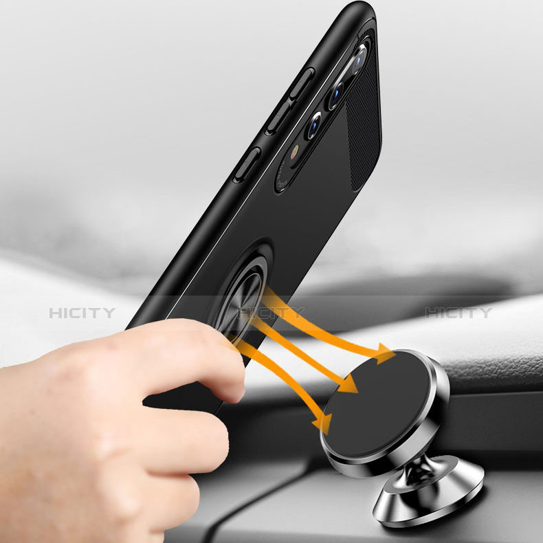 Silikon Hülle Handyhülle Ultra Dünn Schutzhülle Tasche Silikon mit Magnetisch Fingerring Ständer S01 für Huawei P20 Pro groß