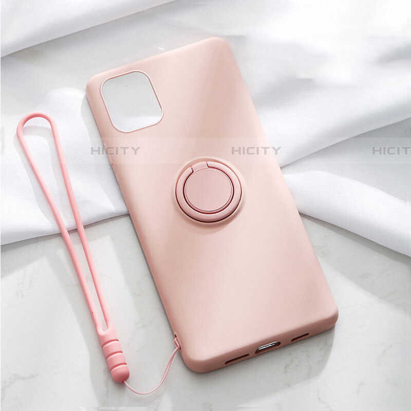 Silikon Hülle Handyhülle Ultra Dünn Schutzhülle Tasche Silikon mit Magnetisch Fingerring Ständer T01 für Apple iPhone 11 Rosa Plus