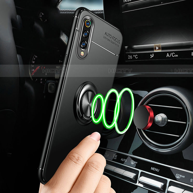 Silikon Hülle Handyhülle Ultra Dünn Schutzhülle Tasche Silikon mit Magnetisch Fingerring Ständer T01 für Samsung Galaxy A70