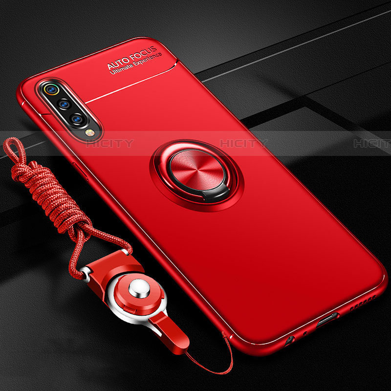 Silikon Hülle Handyhülle Ultra Dünn Schutzhülle Tasche Silikon mit Magnetisch Fingerring Ständer T01 für Samsung Galaxy A70S Rot