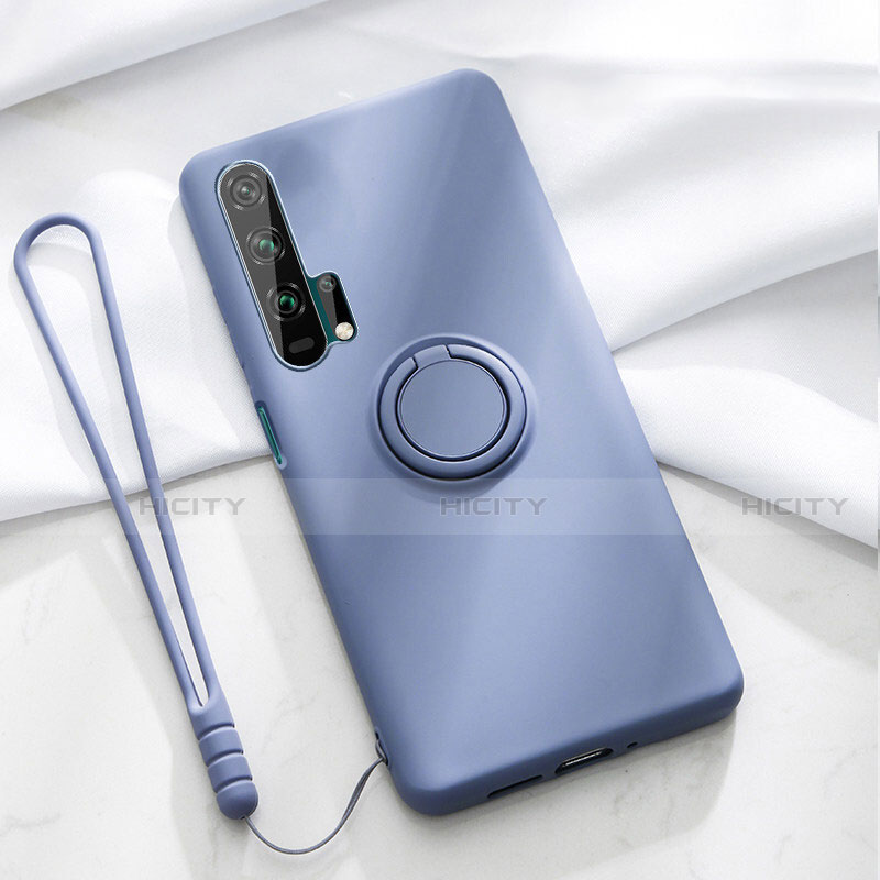 Silikon Hülle Handyhülle Ultra Dünn Schutzhülle Tasche Silikon mit Magnetisch Fingerring Ständer T02 für Huawei Honor 20 Pro