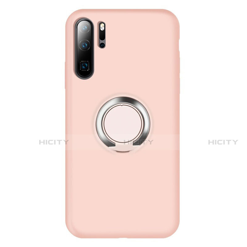 Silikon Hülle Handyhülle Ultra Dünn Schutzhülle Tasche Silikon mit Magnetisch Fingerring Ständer T02 für Huawei P30 Pro New Edition