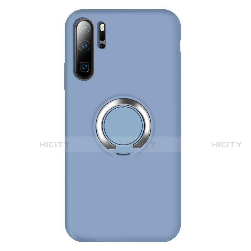 Silikon Hülle Handyhülle Ultra Dünn Schutzhülle Tasche Silikon mit Magnetisch Fingerring Ständer T02 für Huawei P30 Pro New Edition