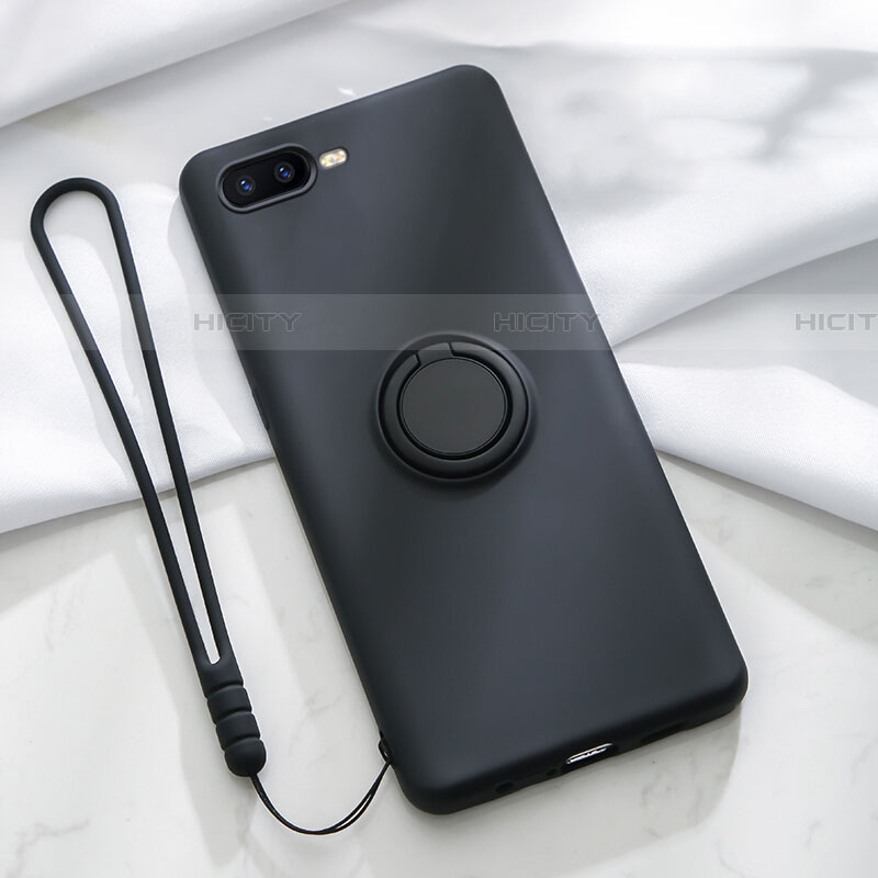 Silikon Hülle Handyhülle Ultra Dünn Schutzhülle Tasche Silikon mit Magnetisch Fingerring Ständer T02 für Oppo RX17 Neo