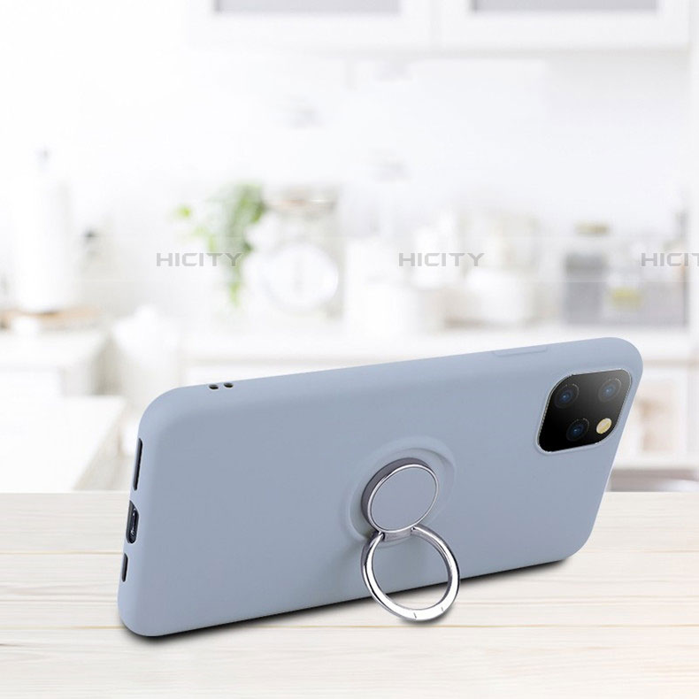 Silikon Hülle Handyhülle Ultra Dünn Schutzhülle Tasche Silikon mit Magnetisch Fingerring Ständer T03 für Apple iPhone 11 Pro Max groß