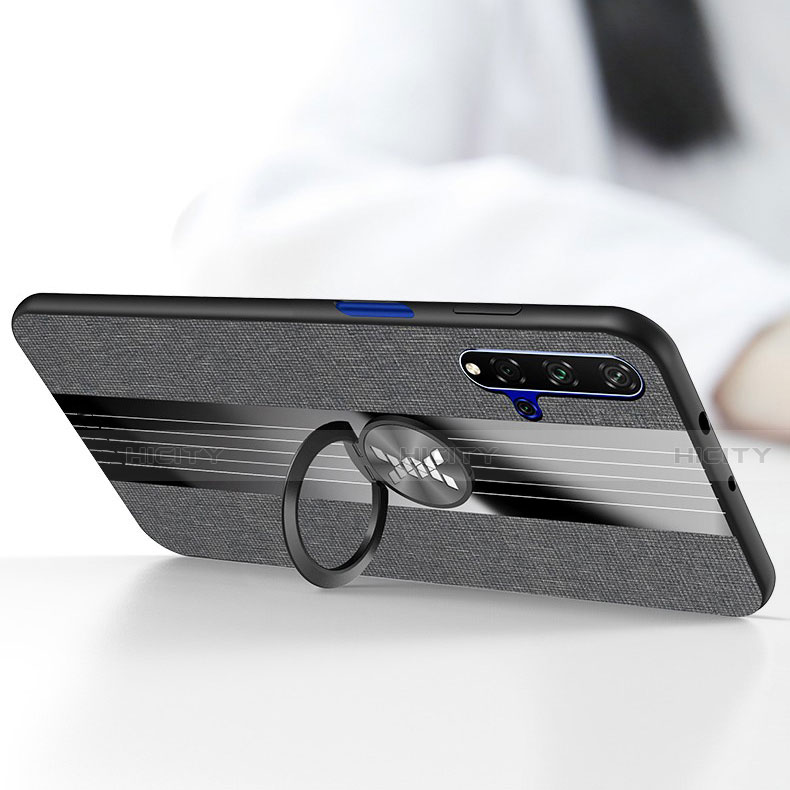 Silikon Hülle Handyhülle Ultra Dünn Schutzhülle Tasche Silikon mit Magnetisch Fingerring Ständer T03 für Huawei Honor 20S