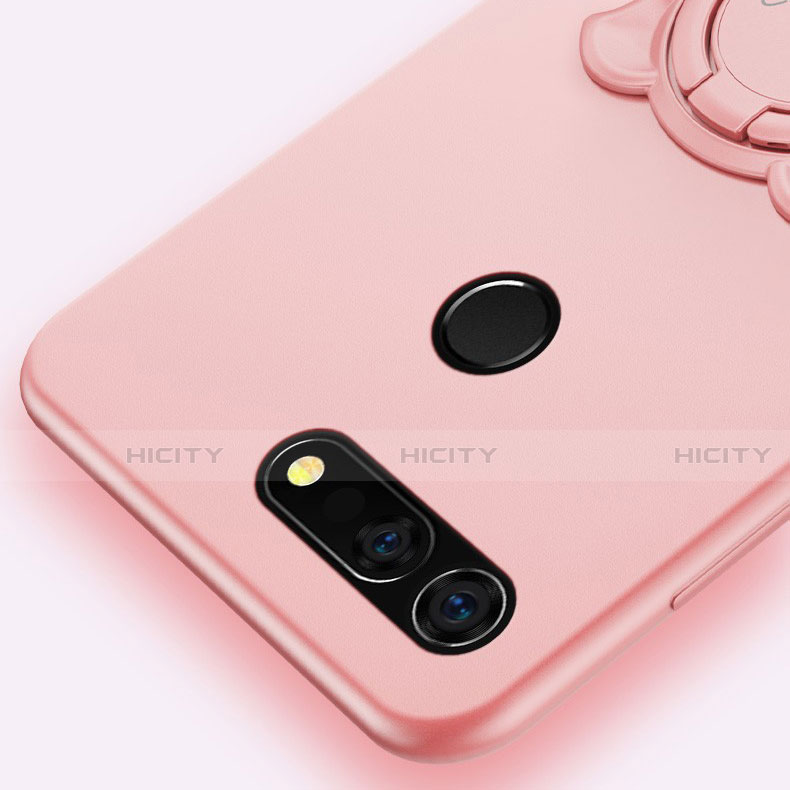 Silikon Hülle Handyhülle Ultra Dünn Schutzhülle Tasche Silikon mit Magnetisch Fingerring Ständer T03 für Huawei Honor V20