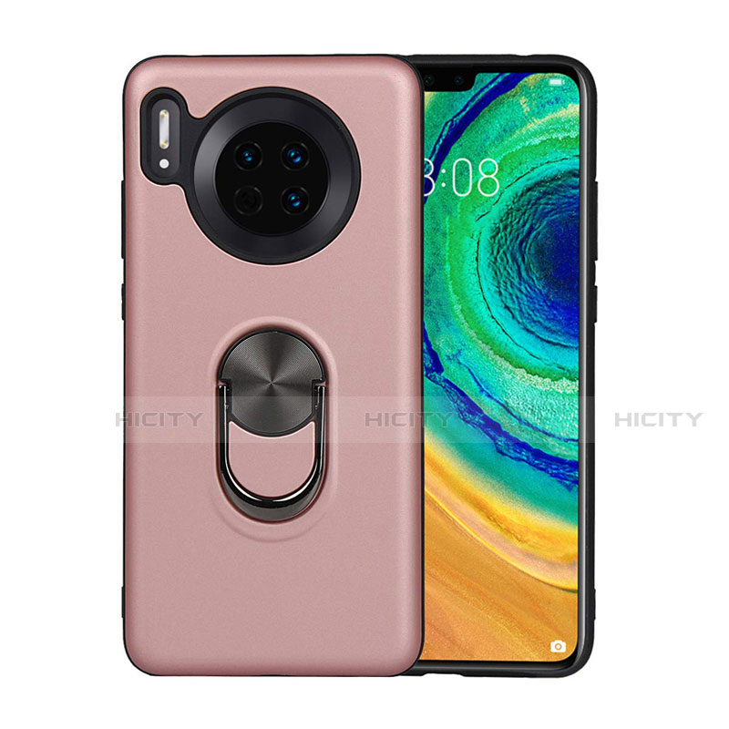 Silikon Hülle Handyhülle Ultra Dünn Schutzhülle Tasche Silikon mit Magnetisch Fingerring Ständer T03 für Huawei Mate 30 5G Rosegold