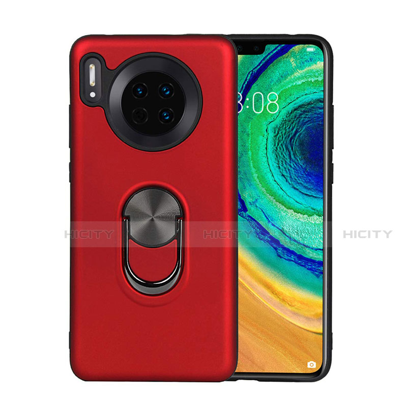 Silikon Hülle Handyhülle Ultra Dünn Schutzhülle Tasche Silikon mit Magnetisch Fingerring Ständer T03 für Huawei Mate 30 Pro 5G Rot