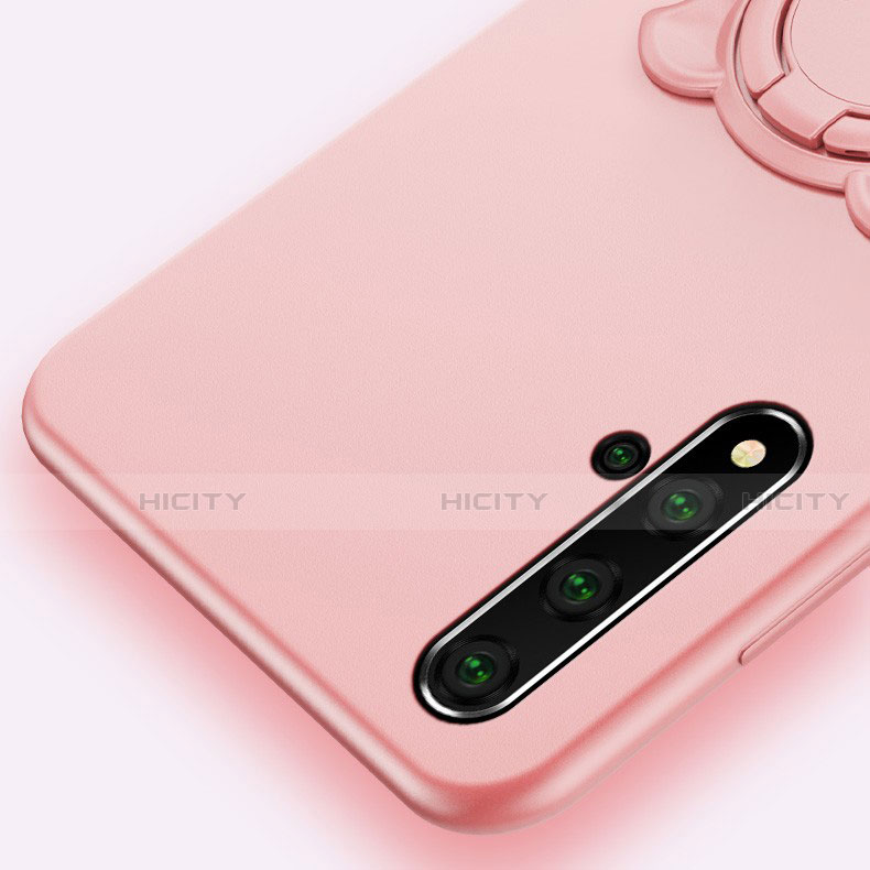 Silikon Hülle Handyhülle Ultra Dünn Schutzhülle Tasche Silikon mit Magnetisch Fingerring Ständer T04 für Huawei Honor 20S groß