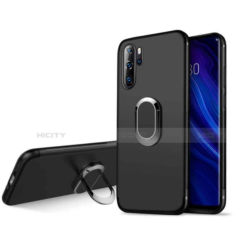 Silikon Hülle Handyhülle Ultra Dünn Schutzhülle Tasche Silikon mit Magnetisch Fingerring Ständer T05 für Huawei P30 Pro New Edition