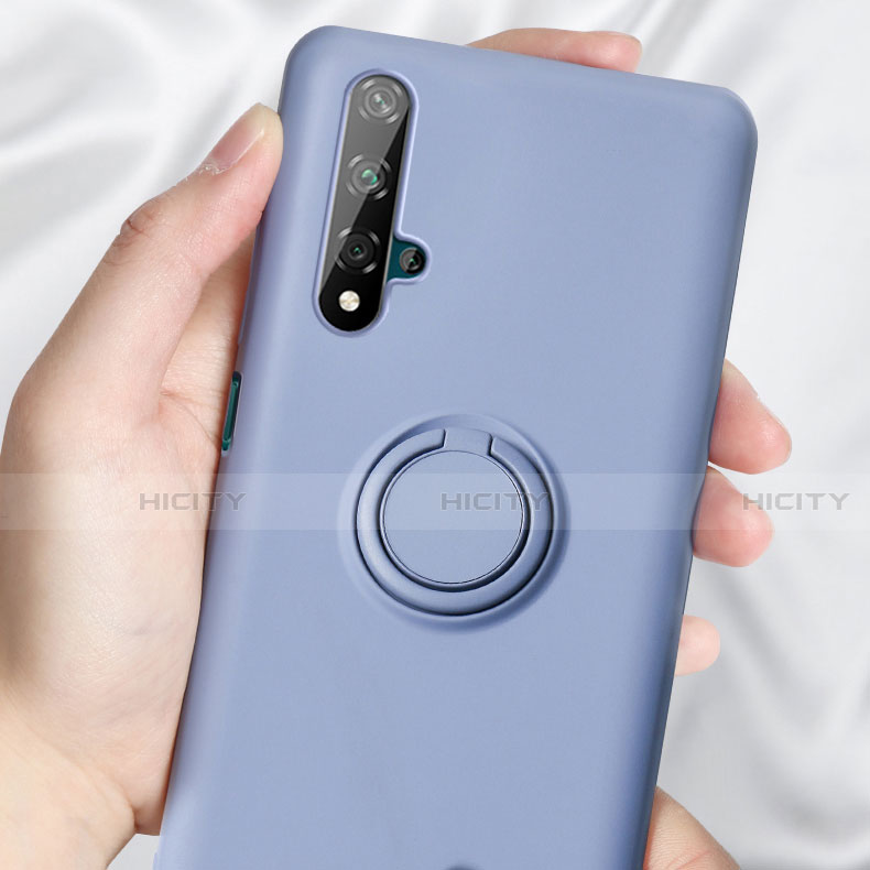 Silikon Hülle Handyhülle Ultra Dünn Schutzhülle Tasche Silikon mit Magnetisch Fingerring Ständer T06 für Huawei Honor 20S