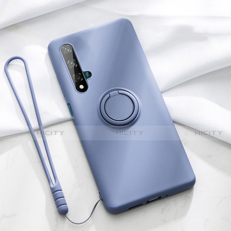 Silikon Hülle Handyhülle Ultra Dünn Schutzhülle Tasche Silikon mit Magnetisch Fingerring Ständer T06 für Huawei Honor 20S Violett