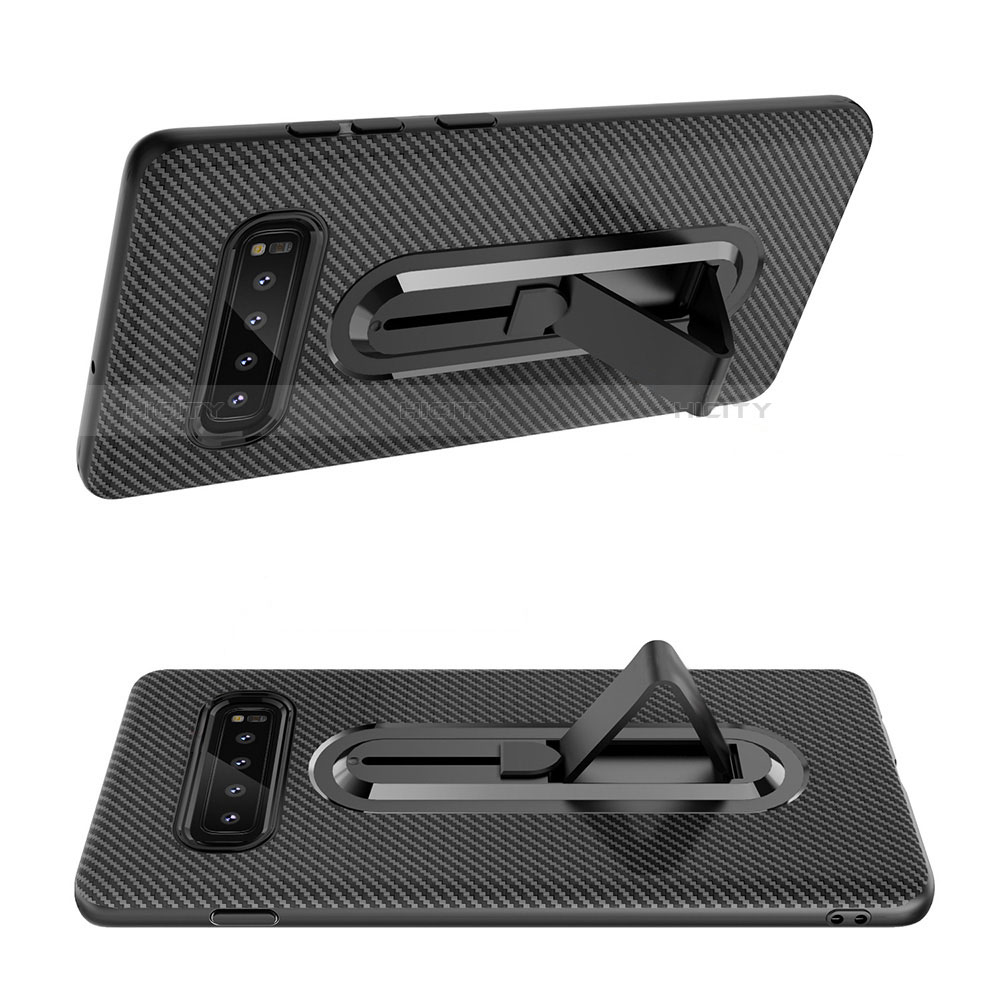 Silikon Hülle Handyhülle Ultra Dünn Schutzhülle Tasche Silikon mit Ständer für Samsung Galaxy S10 5G