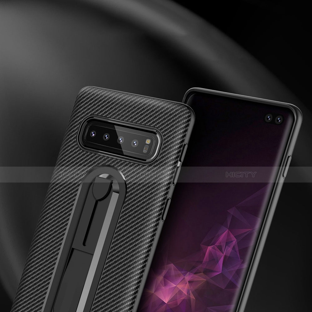 Silikon Hülle Handyhülle Ultra Dünn Schutzhülle Tasche Silikon mit Ständer für Samsung Galaxy S10 Plus