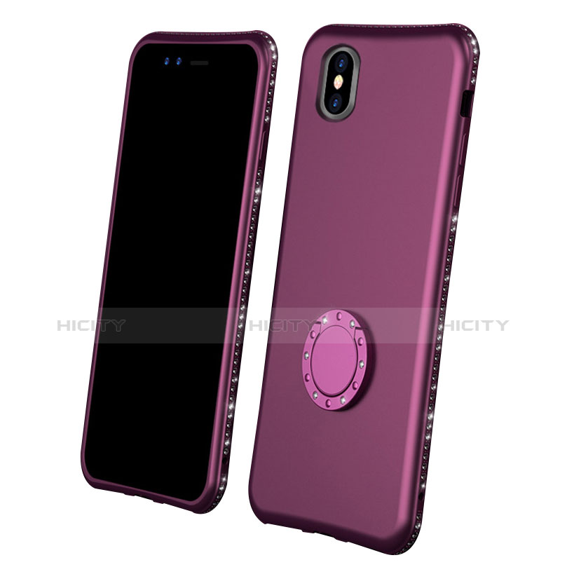 Silikon Hülle Handyhülle Ultra Dünn Schutzhülle Tasche Vorder und Rückseite 360 Grad für Apple iPhone Xs Violett Plus