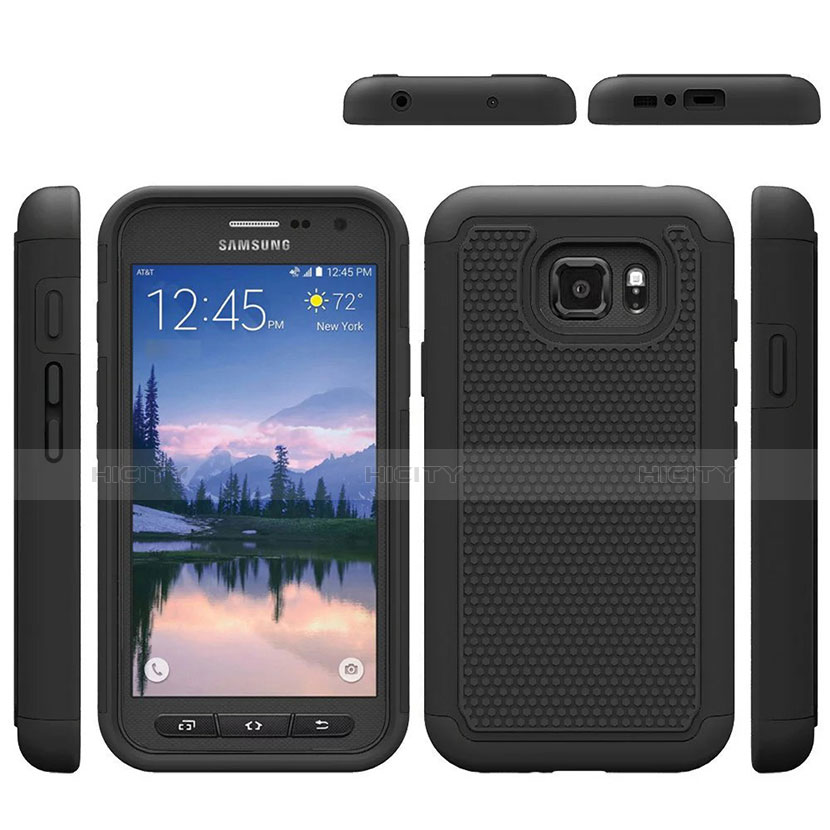 Silikon Hülle Handyhülle Ultra Dünn Schutzhülle Vorder und Rückseite 360 Grad für Samsung Galaxy S7 Active G891A Schwarz