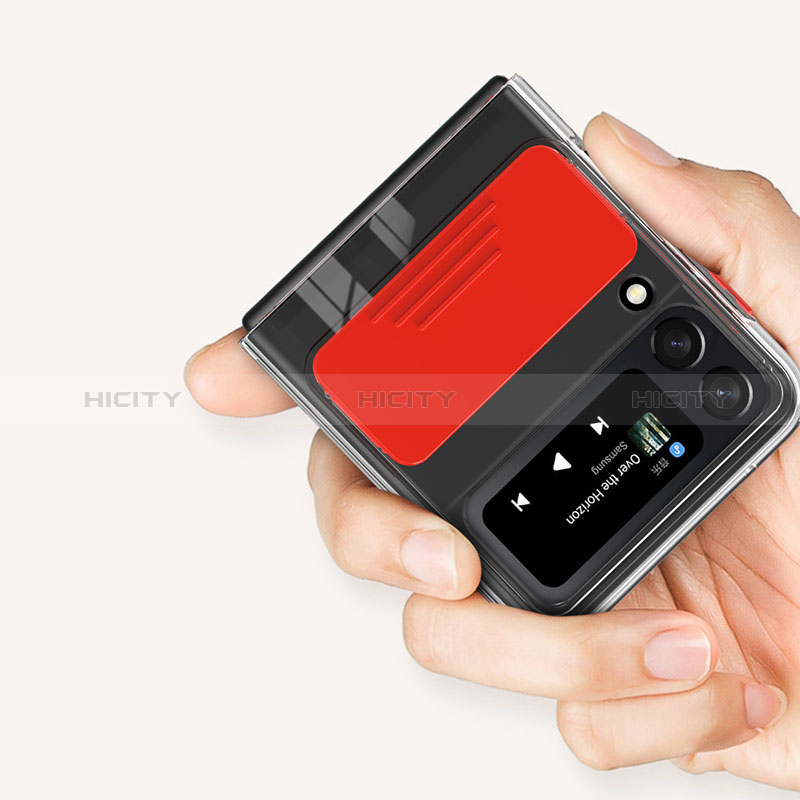 Silikon Hülle Handyhülle Ultradünn Schutzhülle Flexible Tasche Durchsichtig Transparent mit Fingerring Ständer S01 für Samsung Galaxy Z Flip3 5G