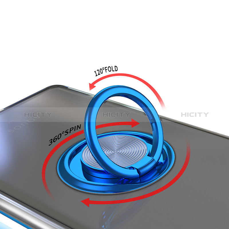 Silikon Hülle Handyhülle Ultradünn Schutzhülle Flexible Tasche Durchsichtig Transparent mit Magnetisch Fingerring Ständer AN1 für Sharp Aquos Sense4 groß