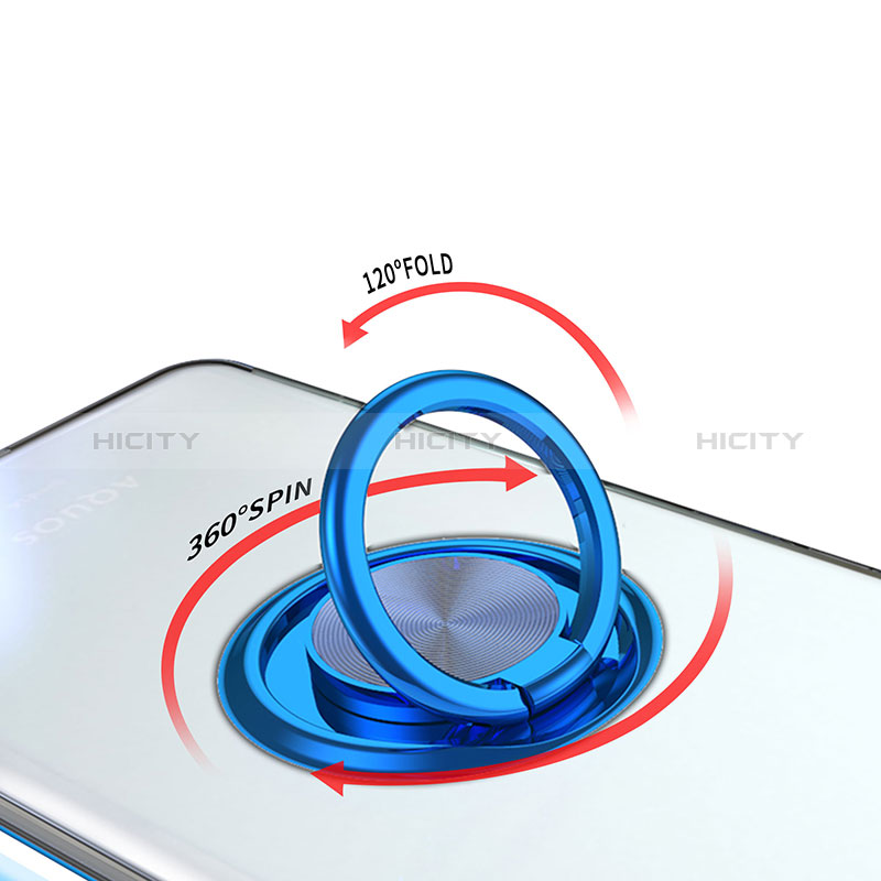 Silikon Hülle Handyhülle Ultradünn Schutzhülle Flexible Tasche Durchsichtig Transparent mit Magnetisch Fingerring Ständer AN1 für Sharp Aquos Sense6 groß