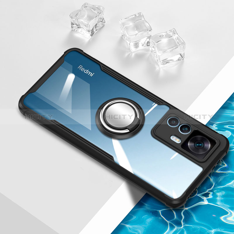 Silikon Hülle Handyhülle Ultradünn Schutzhülle Flexible Tasche Durchsichtig Transparent mit Magnetisch Fingerring Ständer BH1 für Xiaomi Mi 12T Pro 5G