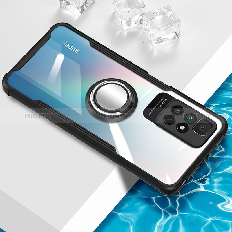 Silikon Hülle Handyhülle Ultradünn Schutzhülle Flexible Tasche Durchsichtig Transparent mit Magnetisch Fingerring Ständer BH1 für Xiaomi Redmi 10 (2022)