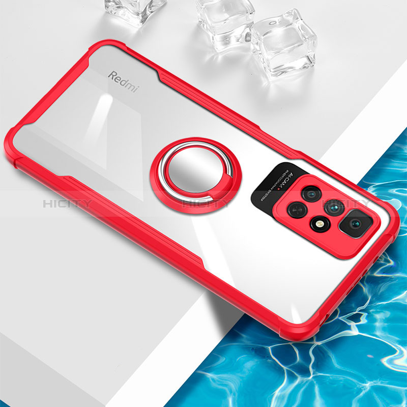 Silikon Hülle Handyhülle Ultradünn Schutzhülle Flexible Tasche Durchsichtig Transparent mit Magnetisch Fingerring Ständer BH1 für Xiaomi Redmi Note 11S 5G