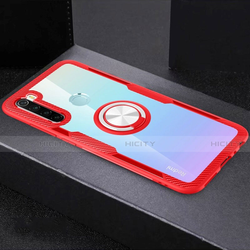 Silikon Hülle Handyhülle Ultradünn Schutzhülle Flexible Tasche Durchsichtig Transparent mit Magnetisch Fingerring Ständer C01 für Xiaomi Redmi Note 8 (2021) groß