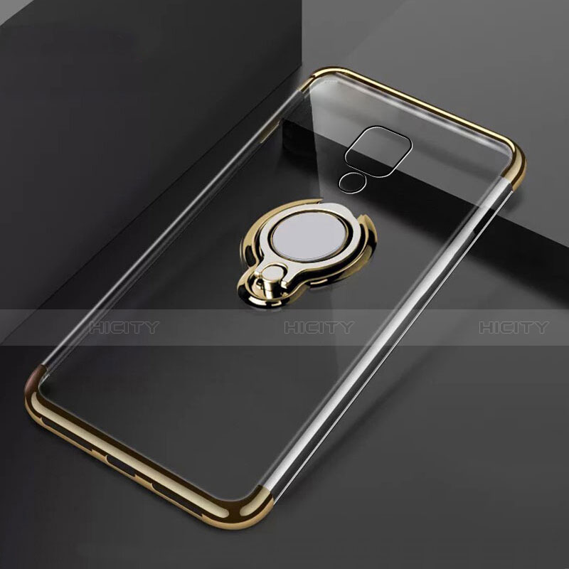 Silikon Hülle Handyhülle Ultradünn Schutzhülle Flexible Tasche Durchsichtig Transparent mit Magnetisch Fingerring Ständer C02 für Huawei Mate 20 X 5G Gold Plus