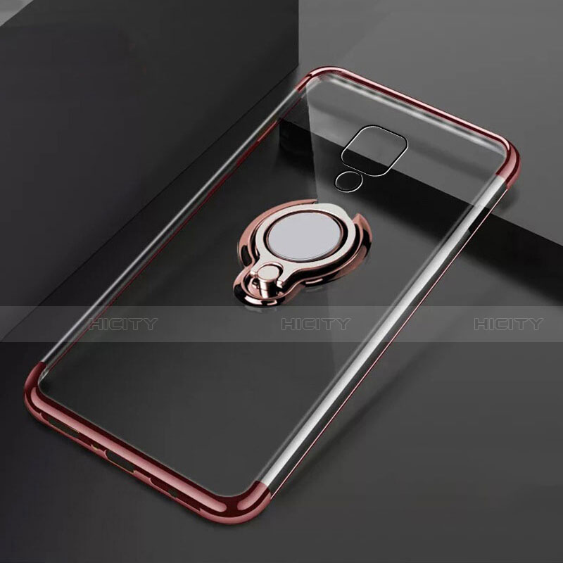 Silikon Hülle Handyhülle Ultradünn Schutzhülle Flexible Tasche Durchsichtig Transparent mit Magnetisch Fingerring Ständer C02 für Huawei Mate 20 X 5G Rosegold Plus