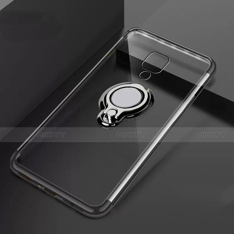 Silikon Hülle Handyhülle Ultradünn Schutzhülle Flexible Tasche Durchsichtig Transparent mit Magnetisch Fingerring Ständer C02 für Huawei Mate 20 X 5G Schwarz