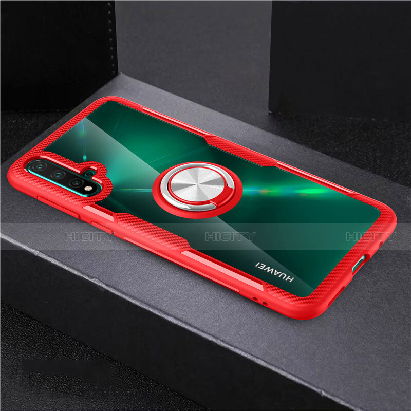 Silikon Hülle Handyhülle Ultradünn Schutzhülle Flexible Tasche Durchsichtig Transparent mit Magnetisch Fingerring Ständer C02 für Huawei Nova 5 Pro groß