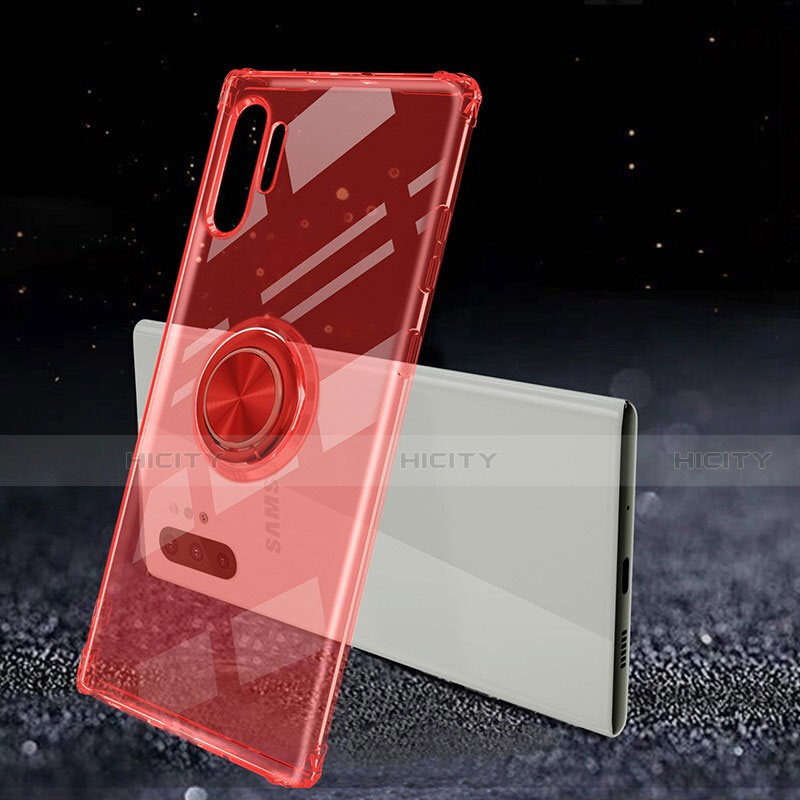 Silikon Hülle Handyhülle Ultradünn Schutzhülle Flexible Tasche Durchsichtig Transparent mit Magnetisch Fingerring Ständer C02 für Samsung Galaxy Note 10 Plus