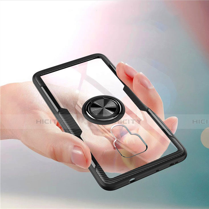 Silikon Hülle Handyhülle Ultradünn Schutzhülle Flexible Tasche Durchsichtig Transparent mit Magnetisch Fingerring Ständer C03 für Huawei Mate 20 X 5G groß