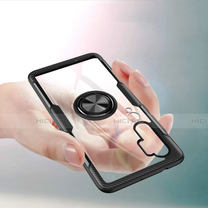 Silikon Hülle Handyhülle Ultradünn Schutzhülle Flexible Tasche Durchsichtig Transparent mit Magnetisch Fingerring Ständer D01 für Xiaomi Mi Note 10 Pro