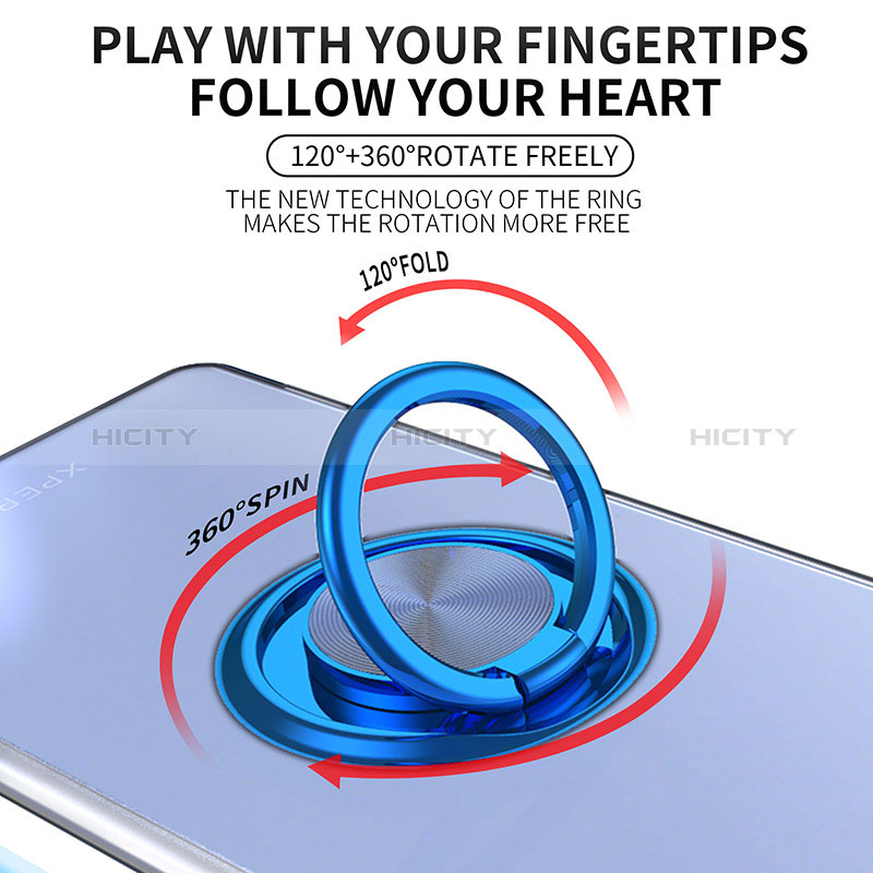 Silikon Hülle Handyhülle Ultradünn Schutzhülle Flexible Tasche Durchsichtig Transparent mit Magnetisch Fingerring Ständer für Sony Xperia 10 III SO-52B groß