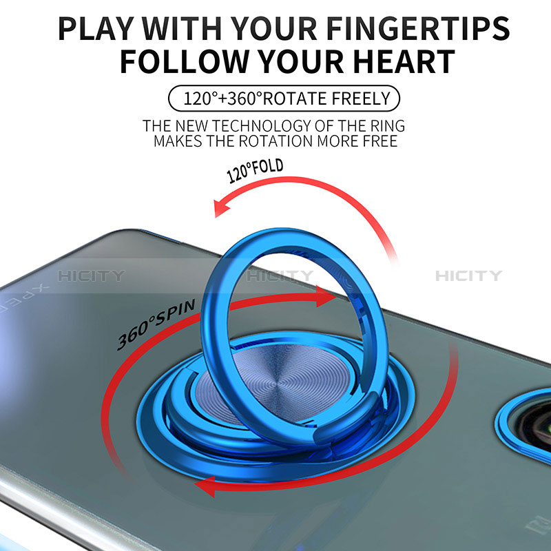 Silikon Hülle Handyhülle Ultradünn Schutzhülle Flexible Tasche Durchsichtig Transparent mit Magnetisch Fingerring Ständer für Sony Xperia 5 III SO-53B groß