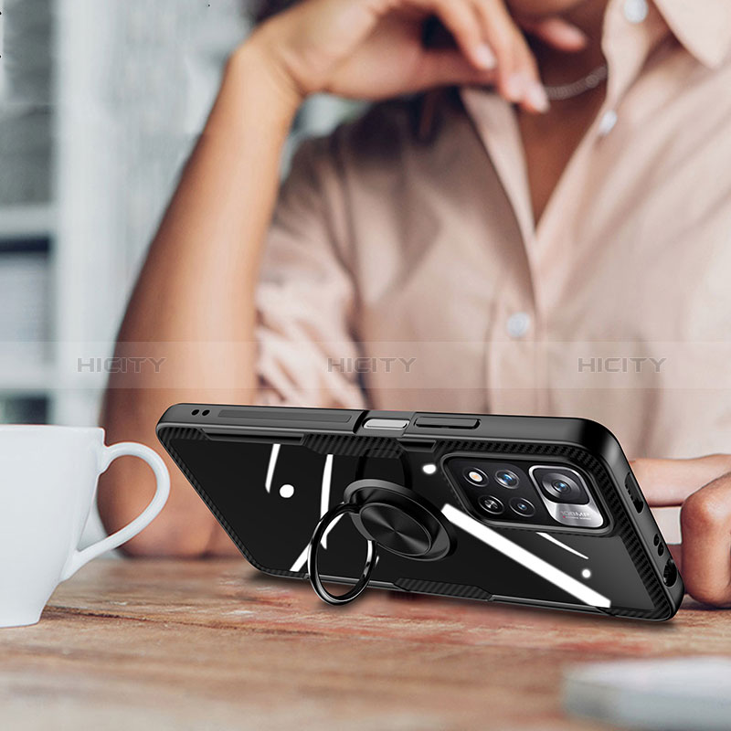 Silikon Hülle Handyhülle Ultradünn Schutzhülle Flexible Tasche Durchsichtig Transparent mit Magnetisch Fingerring Ständer ZL1 für Xiaomi Mi 11i 5G (2022)