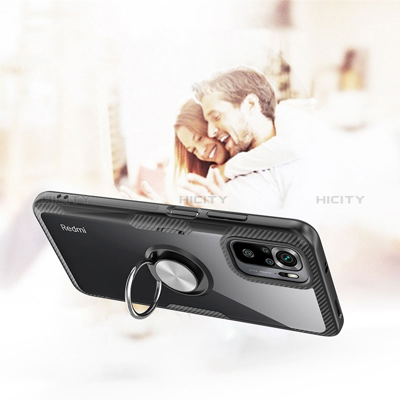 Silikon Hülle Handyhülle Ultradünn Schutzhülle Flexible Tasche Durchsichtig Transparent mit Magnetisch Fingerring Ständer ZL1 für Xiaomi Poco M5S