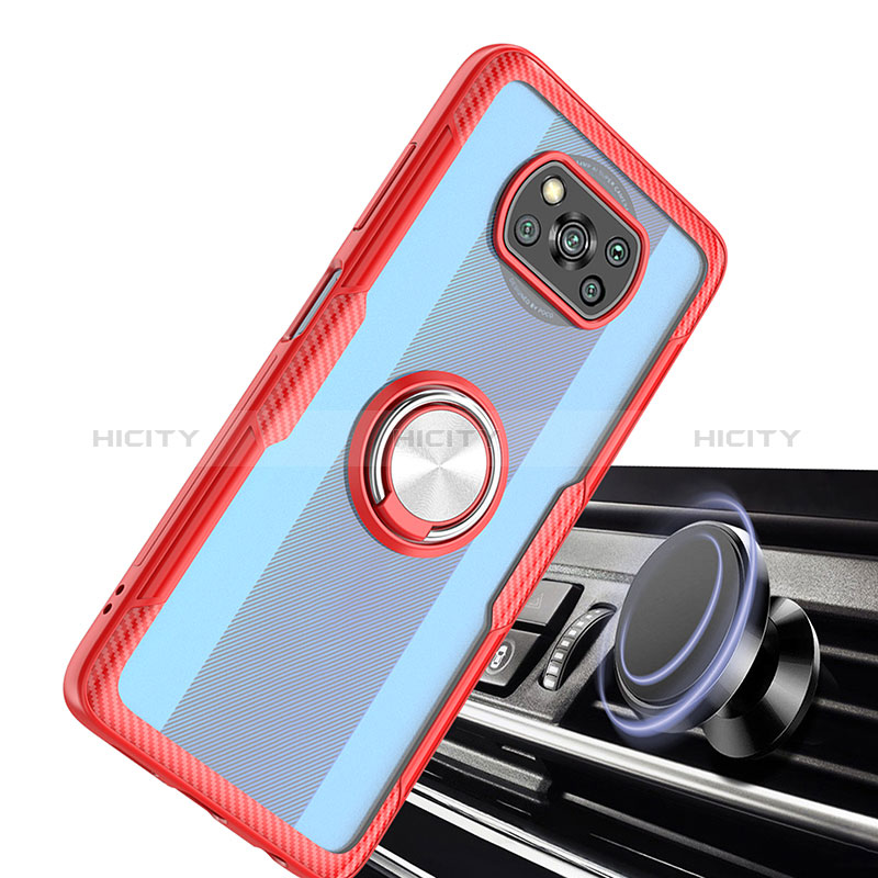 Silikon Hülle Handyhülle Ultradünn Schutzhülle Flexible Tasche Durchsichtig Transparent mit Magnetisch Fingerring Ständer ZL1 für Xiaomi Poco X3 NFC