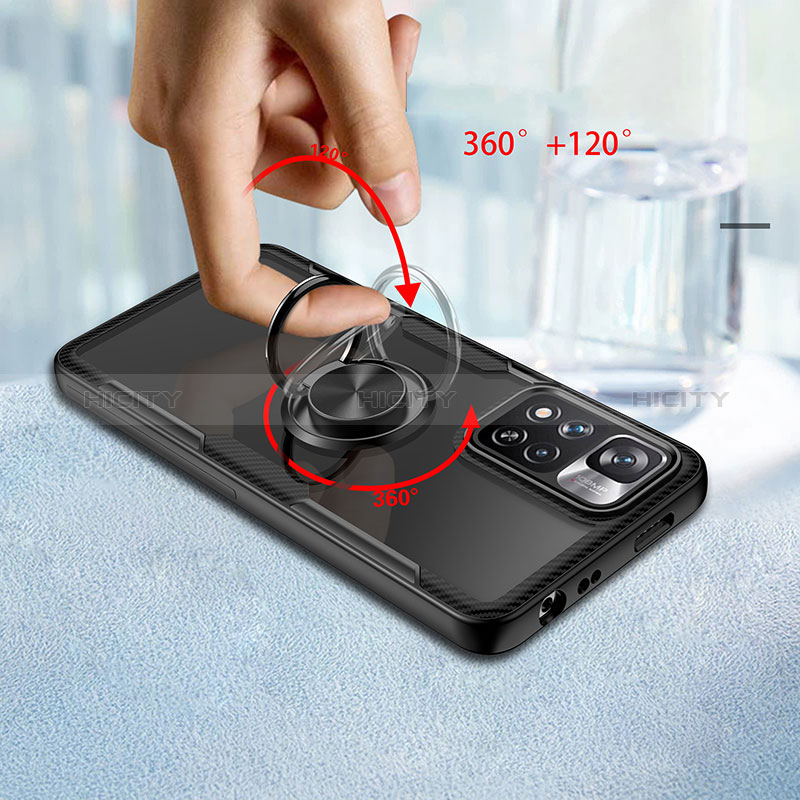 Silikon Hülle Handyhülle Ultradünn Schutzhülle Flexible Tasche Durchsichtig Transparent mit Magnetisch Fingerring Ständer ZL1 für Xiaomi Poco X4 NFC