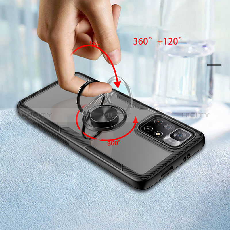 Silikon Hülle Handyhülle Ultradünn Schutzhülle Flexible Tasche Durchsichtig Transparent mit Magnetisch Fingerring Ständer ZL1 für Xiaomi Redmi Note 11S 5G