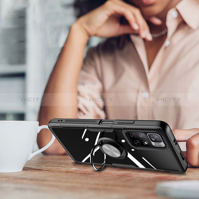 Silikon Hülle Handyhülle Ultradünn Schutzhülle Flexible Tasche Durchsichtig Transparent mit Magnetisch Fingerring Ständer ZL1 für Xiaomi Redmi Note 11T 5G