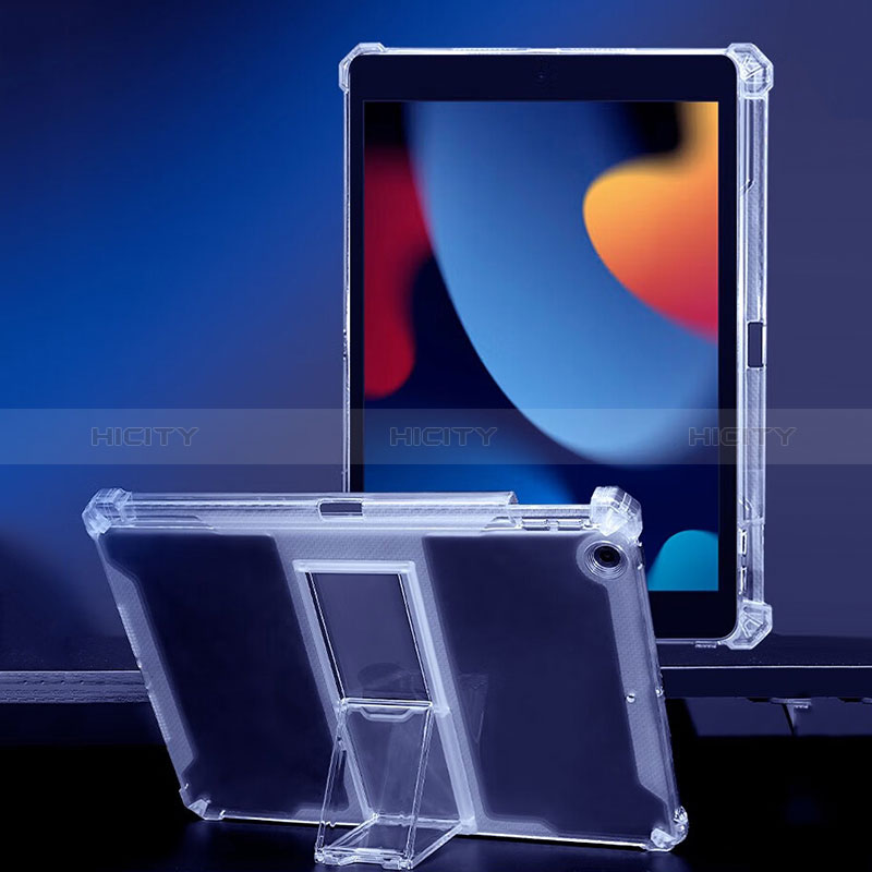 Silikon Hülle Handyhülle Ultradünn Schutzhülle Flexible Tasche Durchsichtig Transparent mit Ständer für Apple iPad 10.2 (2019) Klar