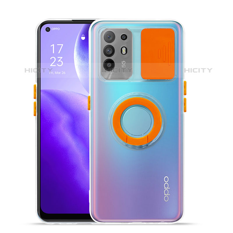 Silikon Hülle Handyhülle Ultradünn Schutzhülle Flexible Tasche Durchsichtig Transparent mit Ständer für Oppo Reno5 Z 5G Orange