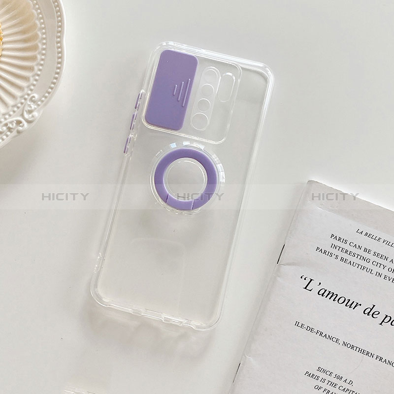 Silikon Hülle Handyhülle Ultradünn Schutzhülle Flexible Tasche Durchsichtig Transparent mit Ständer für Xiaomi Redmi 9 Violett Plus