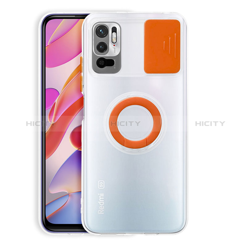 Silikon Hülle Handyhülle Ultradünn Schutzhülle Flexible Tasche Durchsichtig Transparent mit Ständer für Xiaomi Redmi Note 10 5G Orange Plus