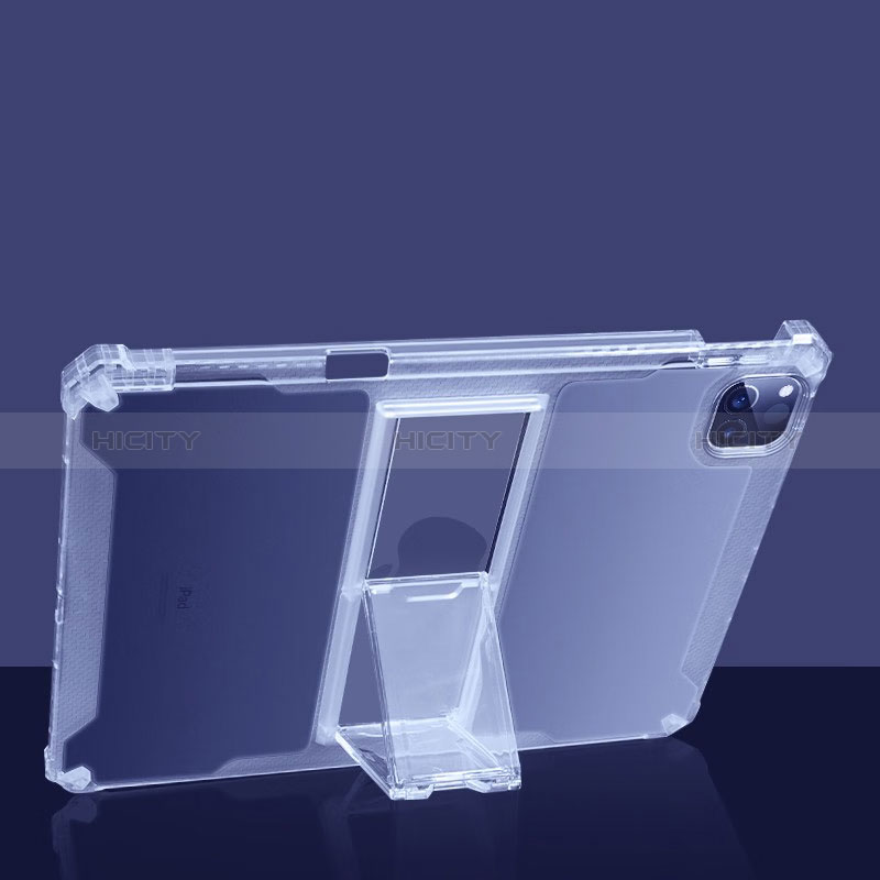 Silikon Hülle Handyhülle Ultradünn Schutzhülle Flexible Tasche Durchsichtig Transparent mit Ständer S01 für Apple iPad Pro 12.9 (2021) Klar